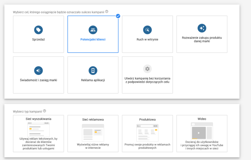 tworzenie kampanii w google ads screen